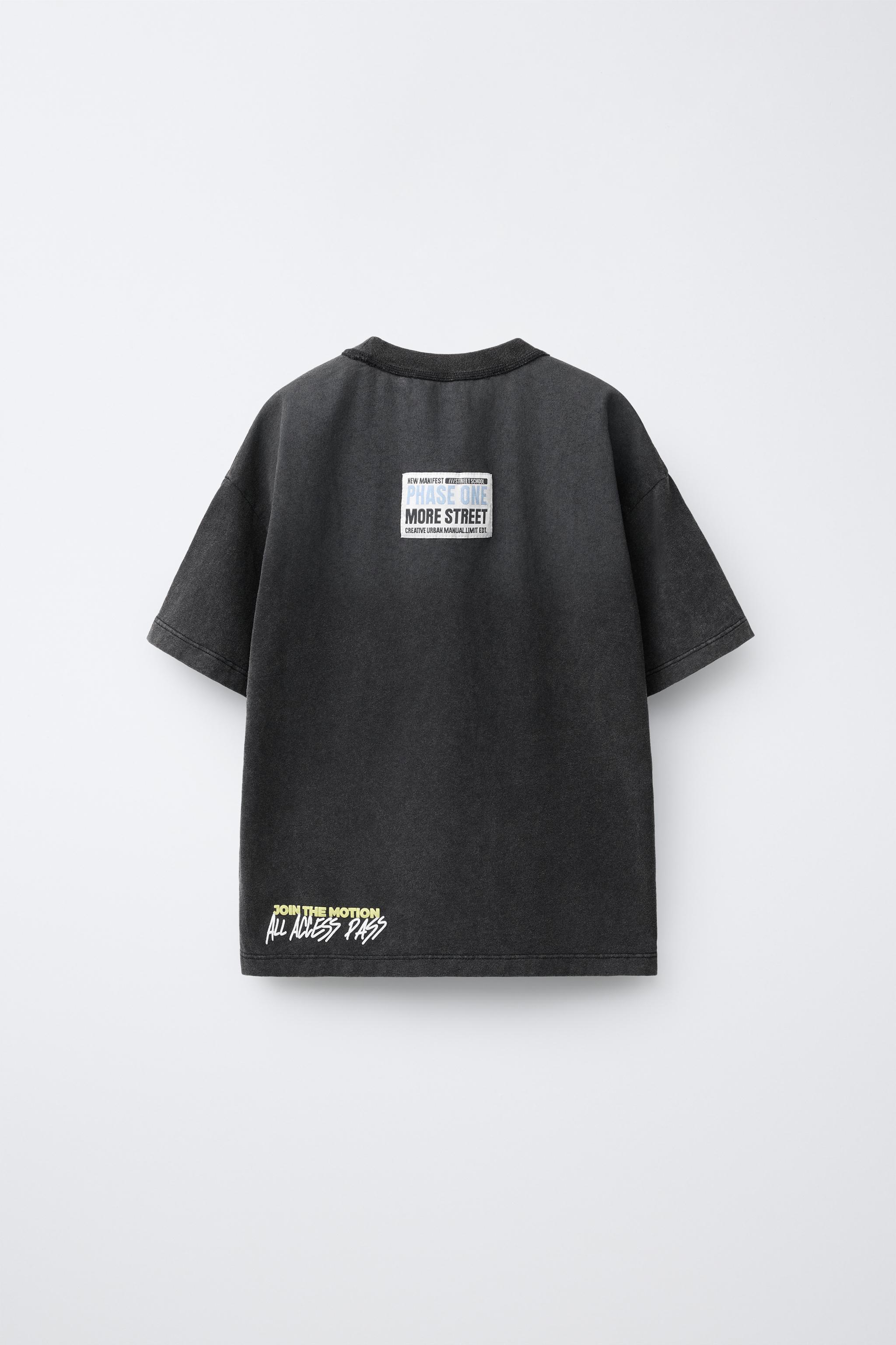 WASHED EFFECT T-SHIRT WITH TEXT